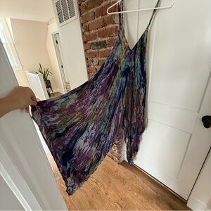 Sacred Thread Purple, Blue, and Green Tie-Dye Jumpsuit Romper Cover Up One Size